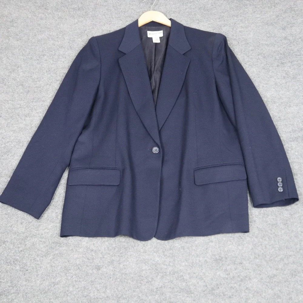 Pendleton Navy Blue 100% Virgin Wool‎ Blazer Womens Size 18 Sport Coat Modern